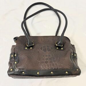 Great American Leather Works Y2K Studded Brown Leather Rockstar Shoulder Bag